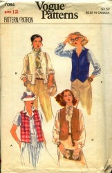 7084 VOGUE 1978 SLEEVELESS BUTTON VESTS PATTERN 8 UNCUT or 12 Choice